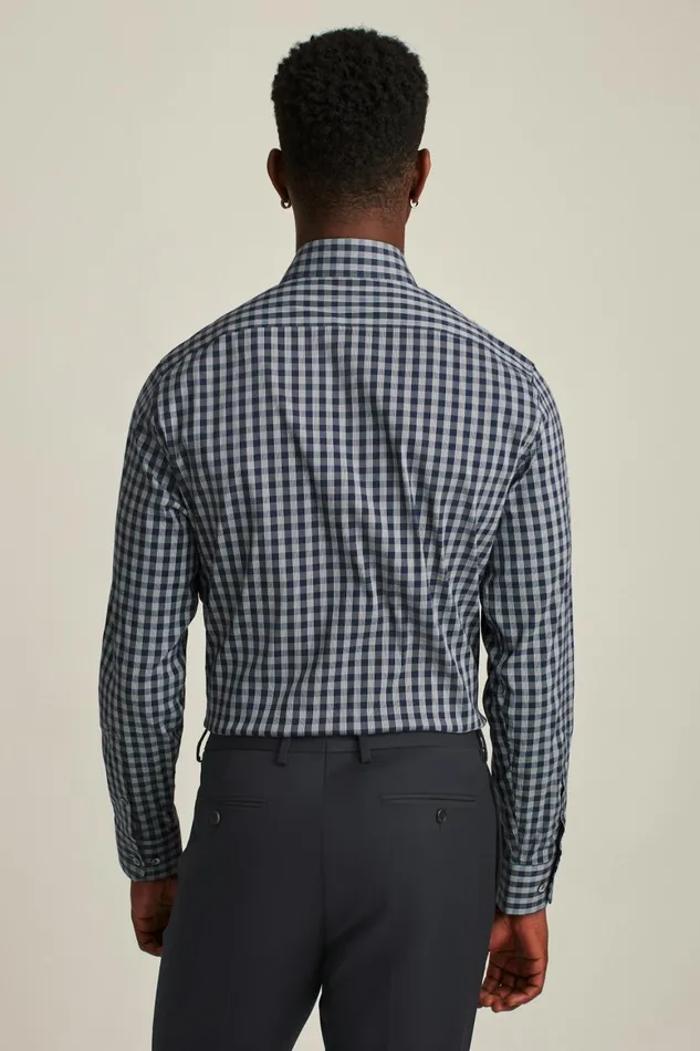 Men Jetsetter Stretch Dress Shirt Navy Ross Plaid Bonobos Business Casual Shirts
