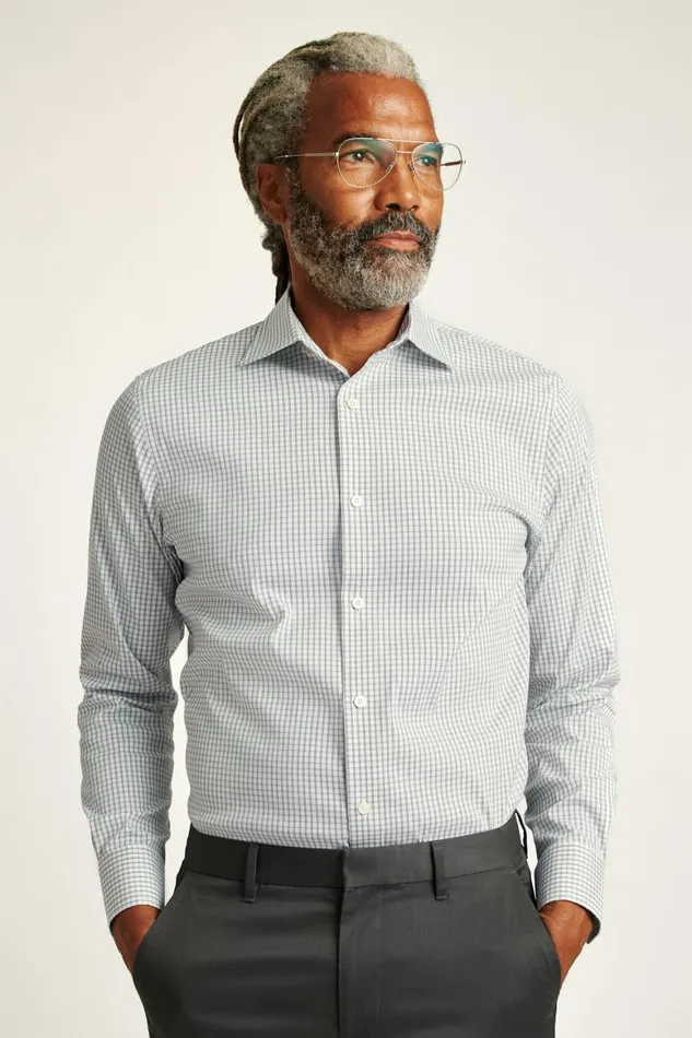 Men Jetsetter Stretch Dress Shirt Olive Micro Windowpane Bonobos Business Casual Shirts