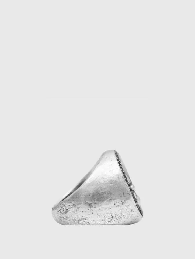 Men Jewelry John Varvatos FLEUR DE LIS FEATURE RING WITH BLACK DIAMONDS No Color