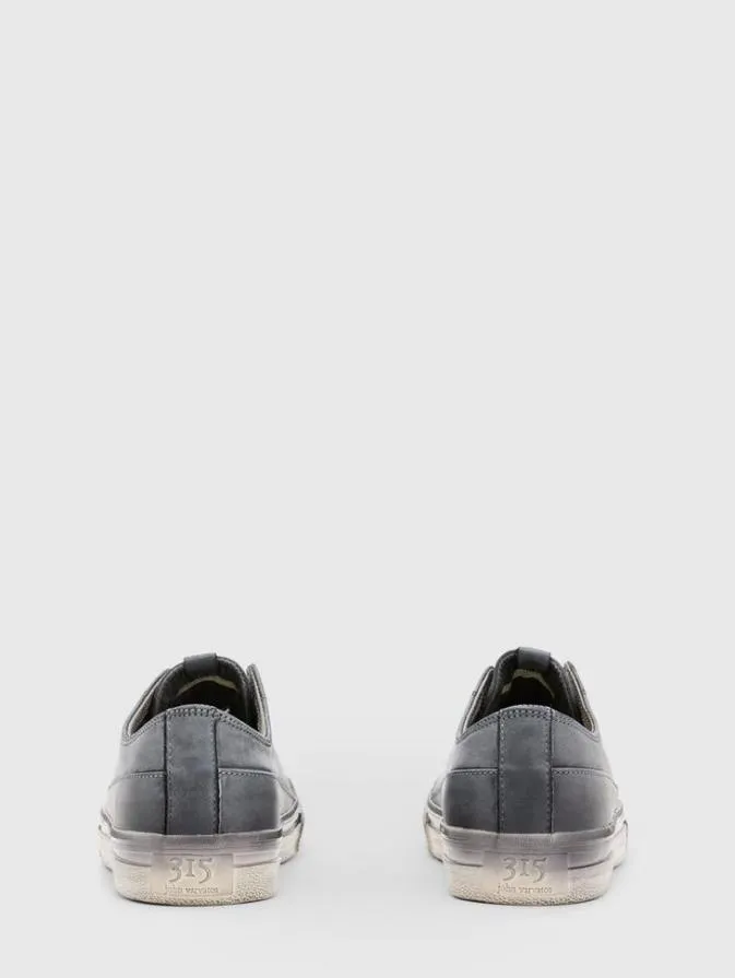 Men Leather Sneakers John Varvatos VULC LACELESS LOW Carbon Grey