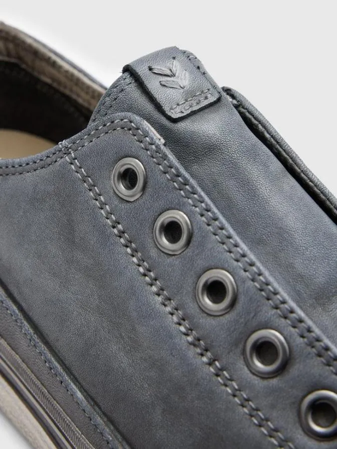 Men Leather Sneakers John Varvatos VULC LACELESS LOW Carbon Grey