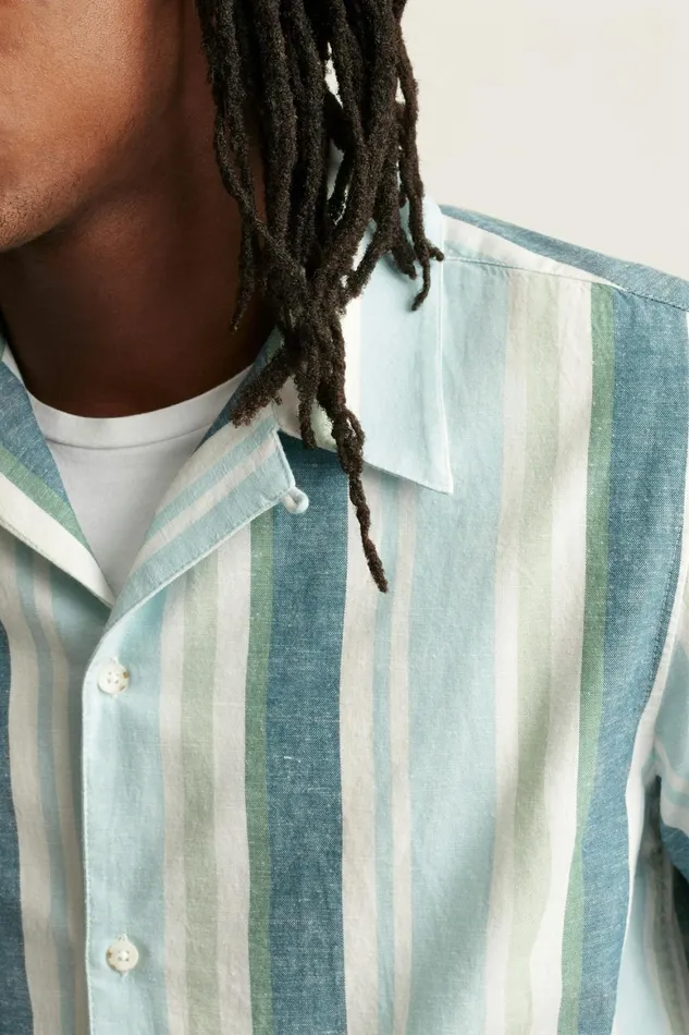 Men Limited Edition Riviera Cabana Shirt Blue Tortuga Stripe Bonobos Casual Shirts