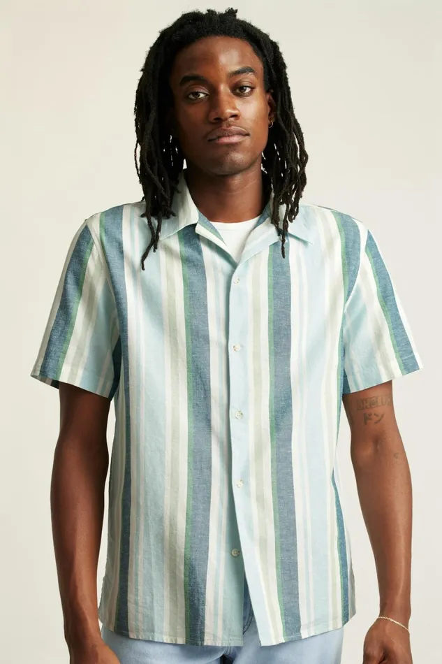Men Limited Edition Riviera Cabana Shirt Blue Tortuga Stripe Bonobos Casual Shirts