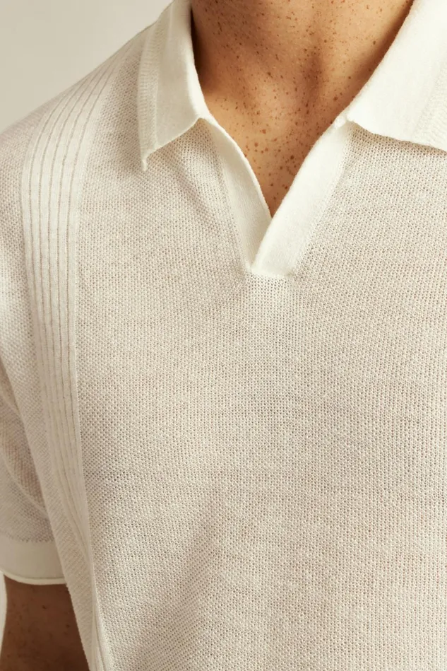 Men Linen Blend Sweater Polo Antique White Bonobos Polos