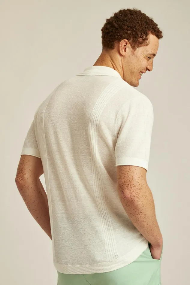 Men Linen Blend Sweater Polo Antique White Bonobos Polos