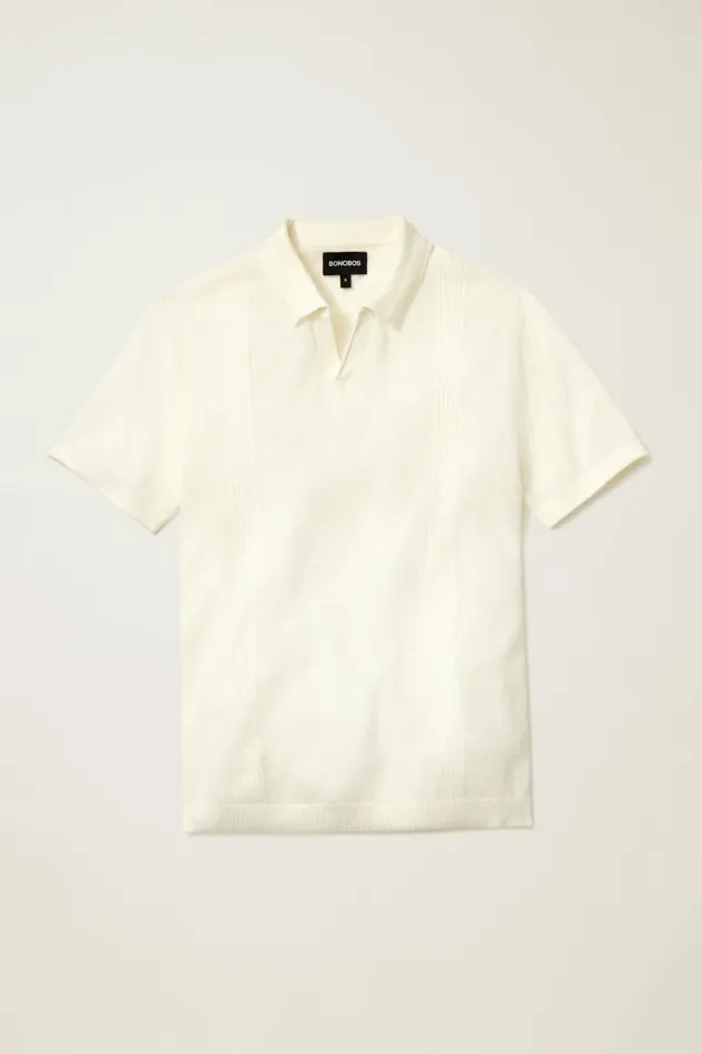 Men Linen Blend Sweater Polo Antique White Bonobos Polos