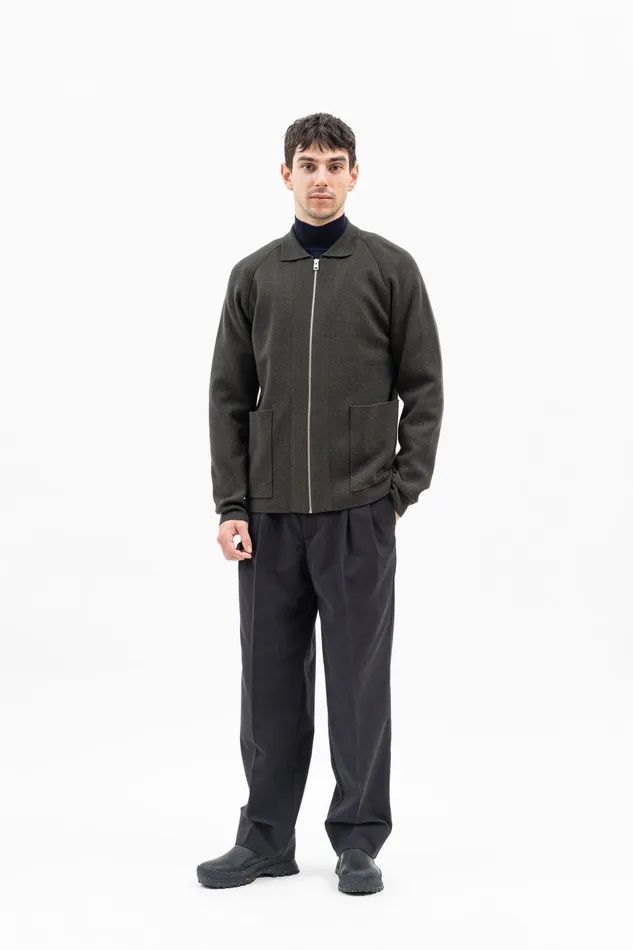 Men Norse Projects Knitwear Bjarne Milano Full Zip Jacket Beech Green