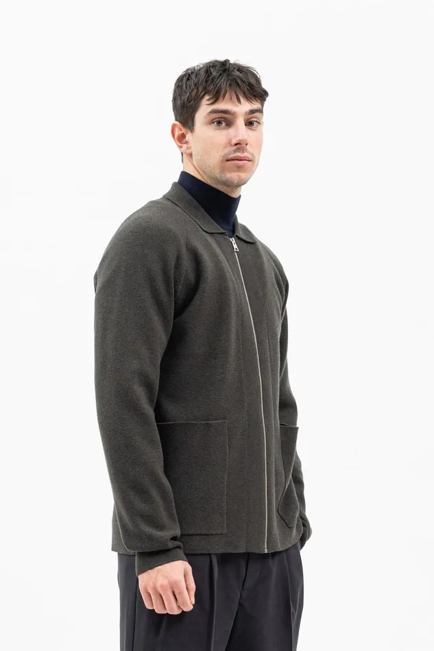 Men Norse Projects Knitwear Bjarne Milano Full Zip Jacket Beech Green