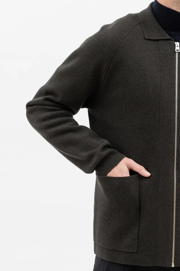 Men Norse Projects Knitwear Bjarne Milano Full Zip Jacket Beech Green