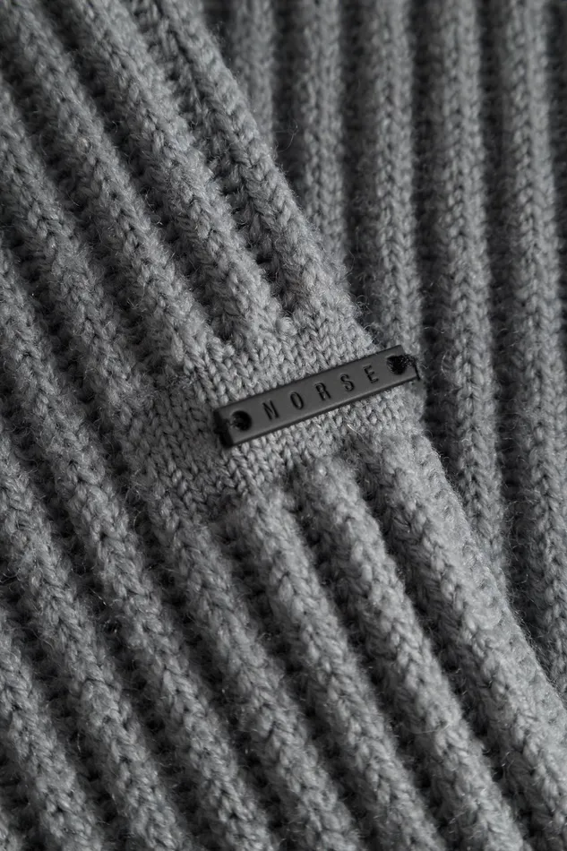 Men Norse Projects Knitwear Hybrid Rib Mock Neck Stretch Wool Warm Grey