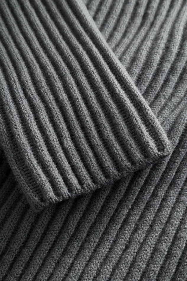 Men Norse Projects Knitwear Hybrid Rib Mock Neck Stretch Wool Warm Grey