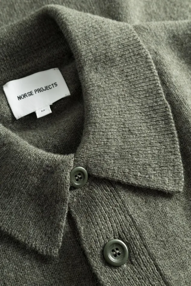 Men Norse Projects Knitwear Martin Merino Lambswool Shirt Ivy Green