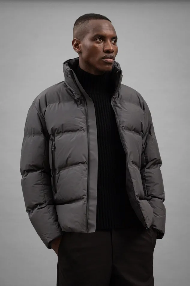 Men Norse Projects Outerwear Stand Collar Short Down Jacket Pertex Shield Battleship Grey