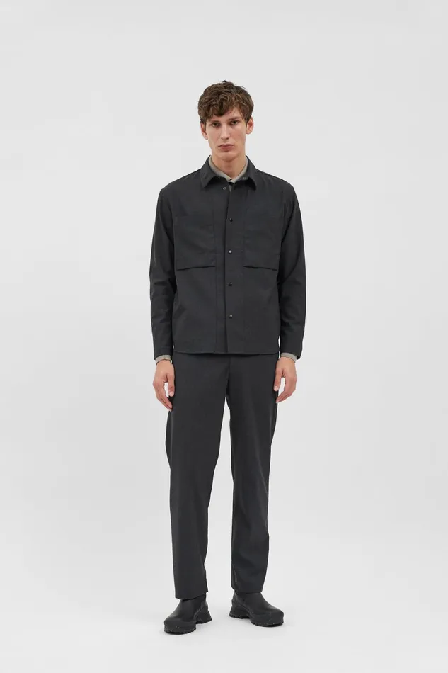 Men Norse Projects Overshirts Jens Cordura Tech Wool Overshirt Charcoal Melange