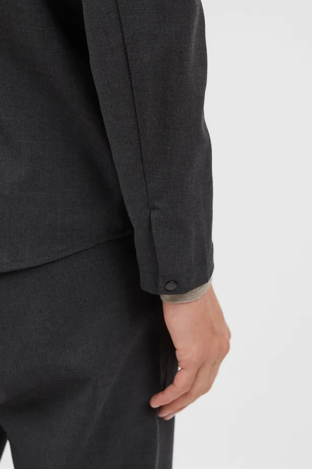 Men Norse Projects Overshirts Jens Cordura Tech Wool Overshirt Charcoal Melange