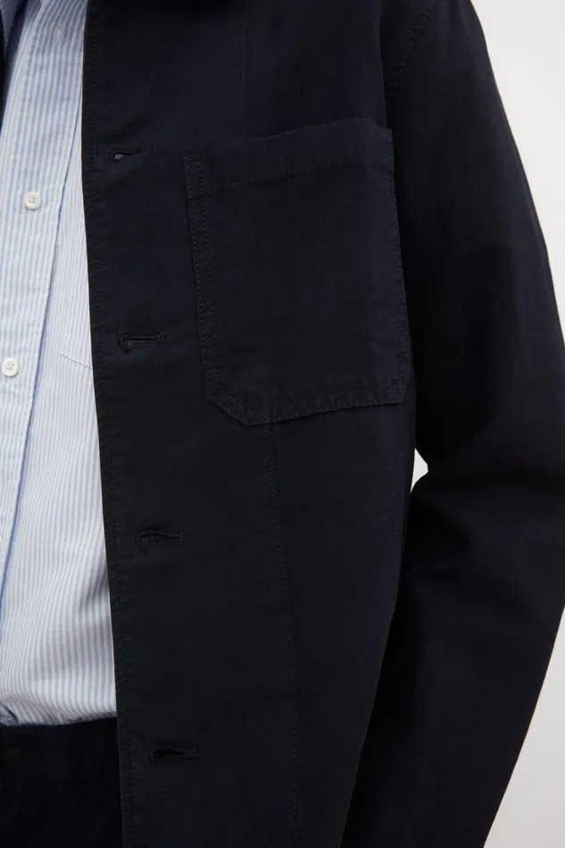 Men Norse Projects Overshirts Tyge Cotton Linen Overshirt Dark Navy