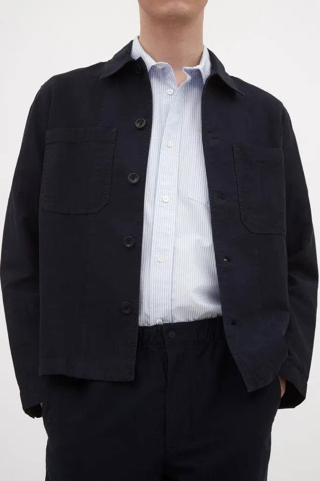 Men Norse Projects Overshirts Tyge Cotton Linen Overshirt Dark Navy