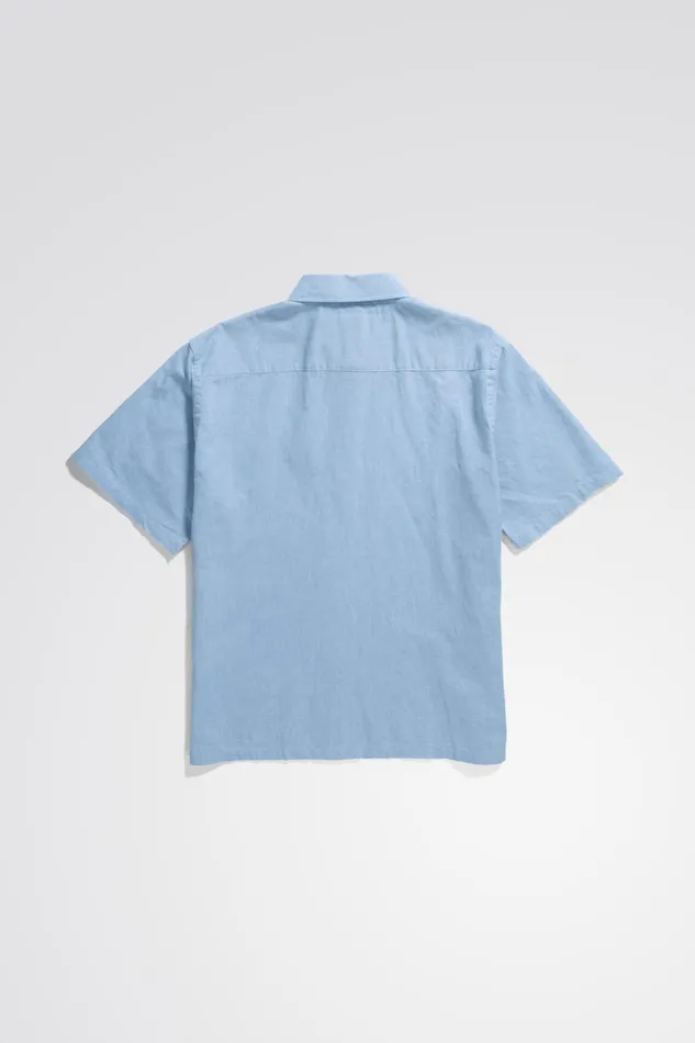 Men Norse Projects Shirting Ivan Relaxed Cotton Linen SS Shirt Pale Blue