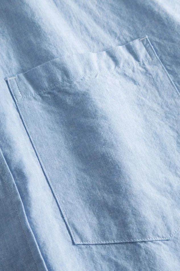 Men Norse Projects Shirting Ivan Relaxed Cotton Linen SS Shirt Pale Blue