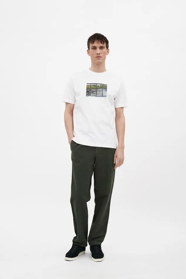 Men Norse Projects TShirts Johannes Organic Canal Print Tshirt White