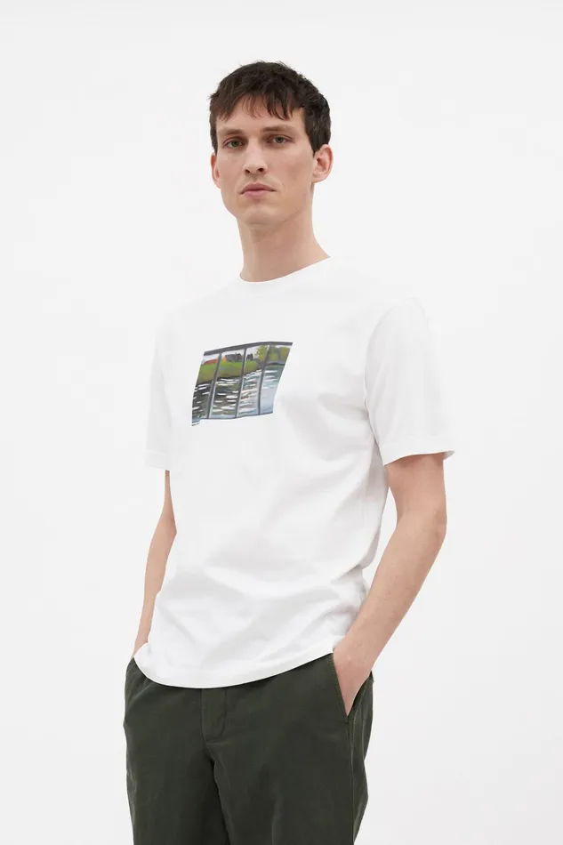 Men Norse Projects TShirts Johannes Organic Canal Print Tshirt White