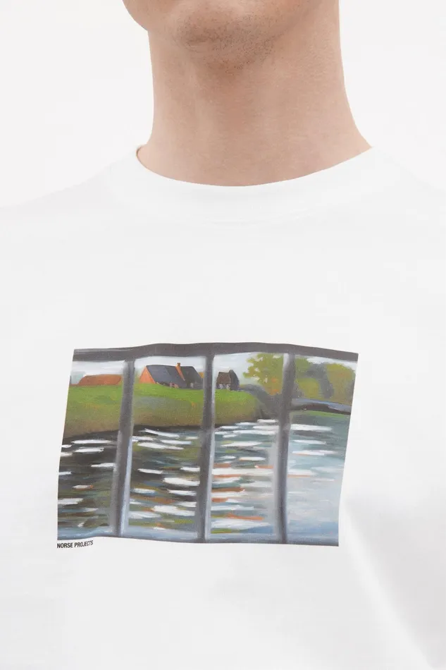 Men Norse Projects TShirts Johannes Organic Canal Print Tshirt White