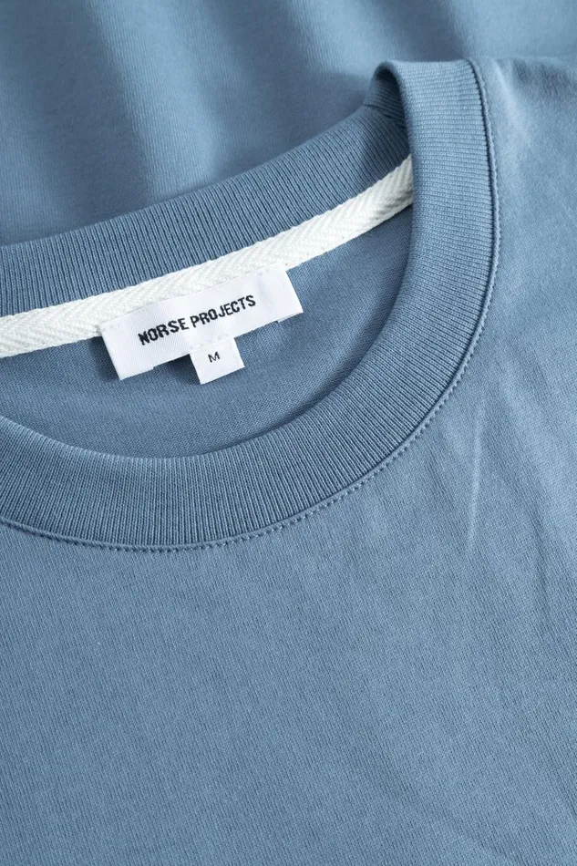 Men Norse Projects TShirts Johannes Organic Pocket Tshirt Fog Blue