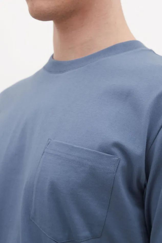 Men Norse Projects TShirts Johannes Organic Pocket Tshirt Fog Blue