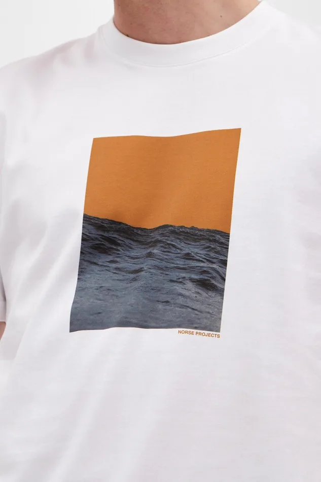 Men Norse Projects TShirts Johannes Waves Print Tshirt White
