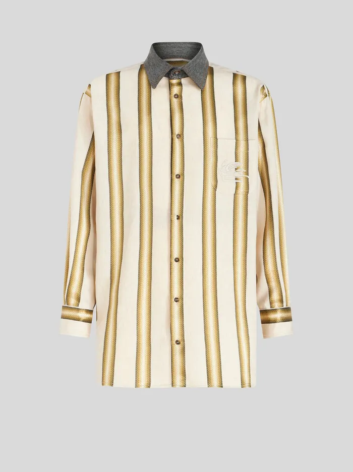 Men Nuanced Striped Shirt With Pegaso Etro Shirts