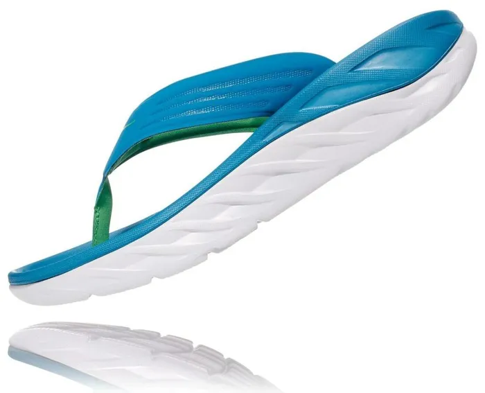 Men ORA Recovery Flip Blue Sapphire Greenbriar HOKA ONE ONE Recovery Sandals