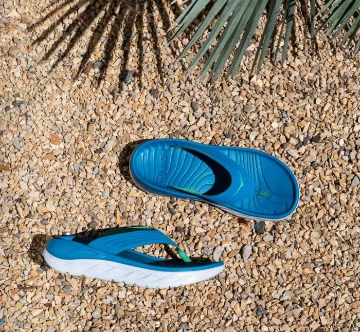 Men ORA Recovery Flip Blue Sapphire Greenbriar HOKA ONE ONE Recovery Sandals