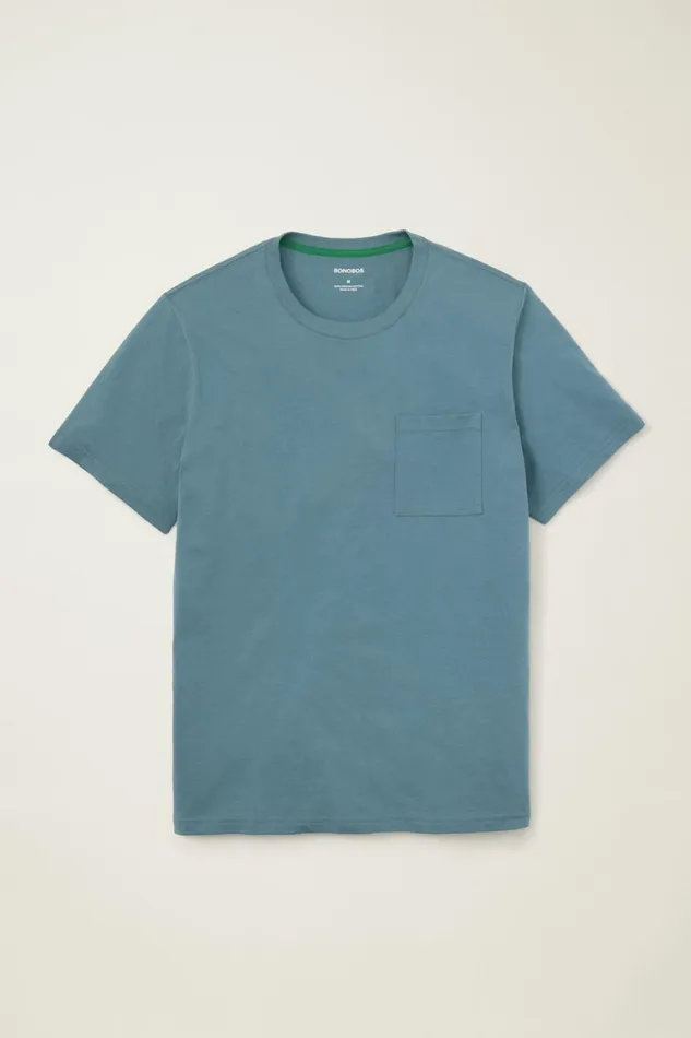 Men Organic Cotton Pocket Tee Ocean Blue Bonobos Short Sleeve Tees