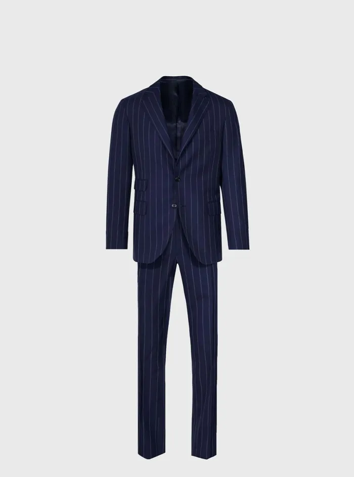 Men Paul Stuart Blazers and Jackets All Year Wool Pinstripe Suit Navy