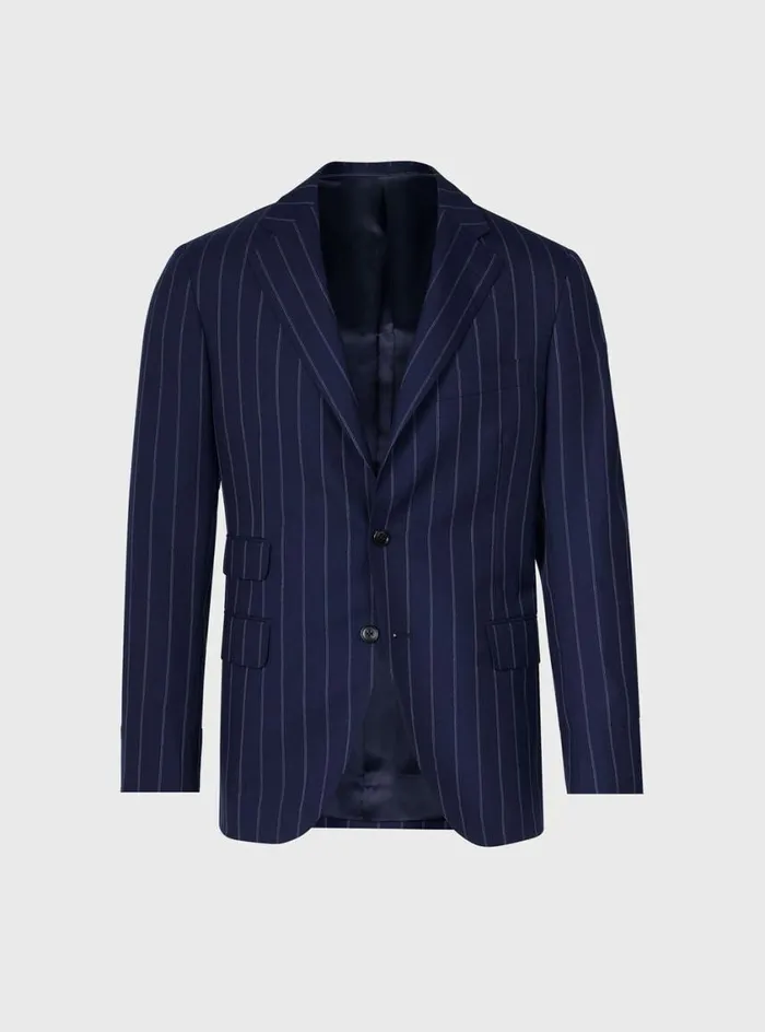 Men Paul Stuart Blazers and Jackets All Year Wool Pinstripe Suit Navy