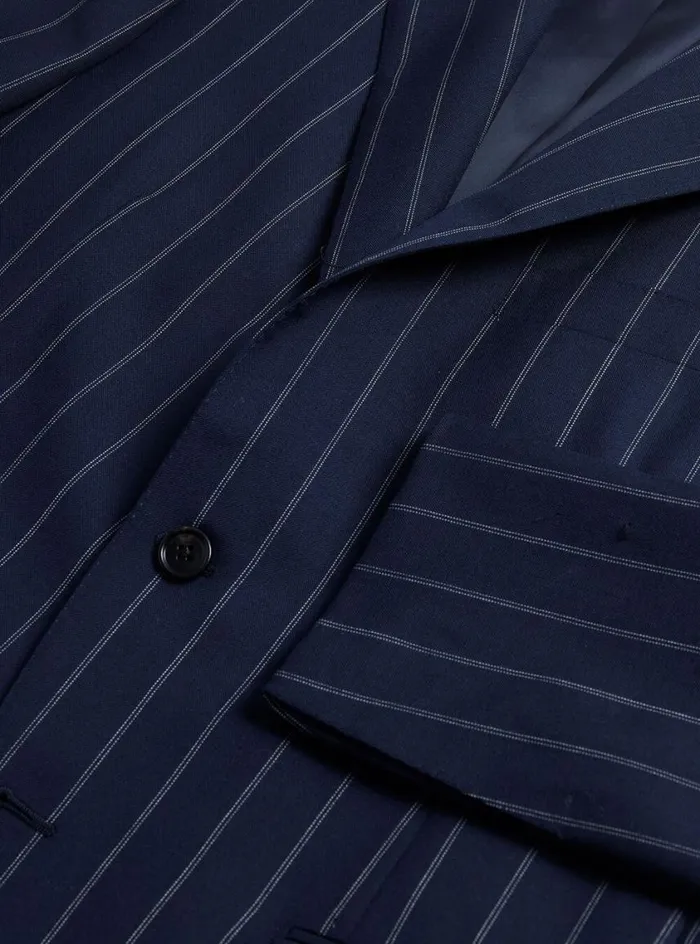 Men Paul Stuart Blazers and Jackets All Year Wool Pinstripe Suit Navy