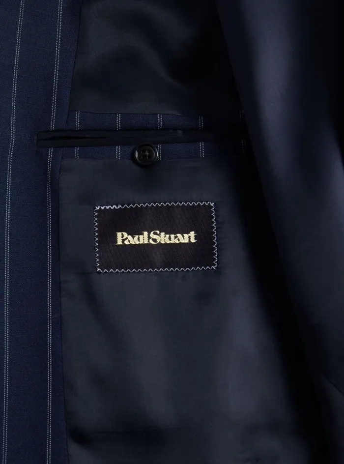 Men Paul Stuart Blazers and Jackets All Year Wool Pinstripe Suit Navy