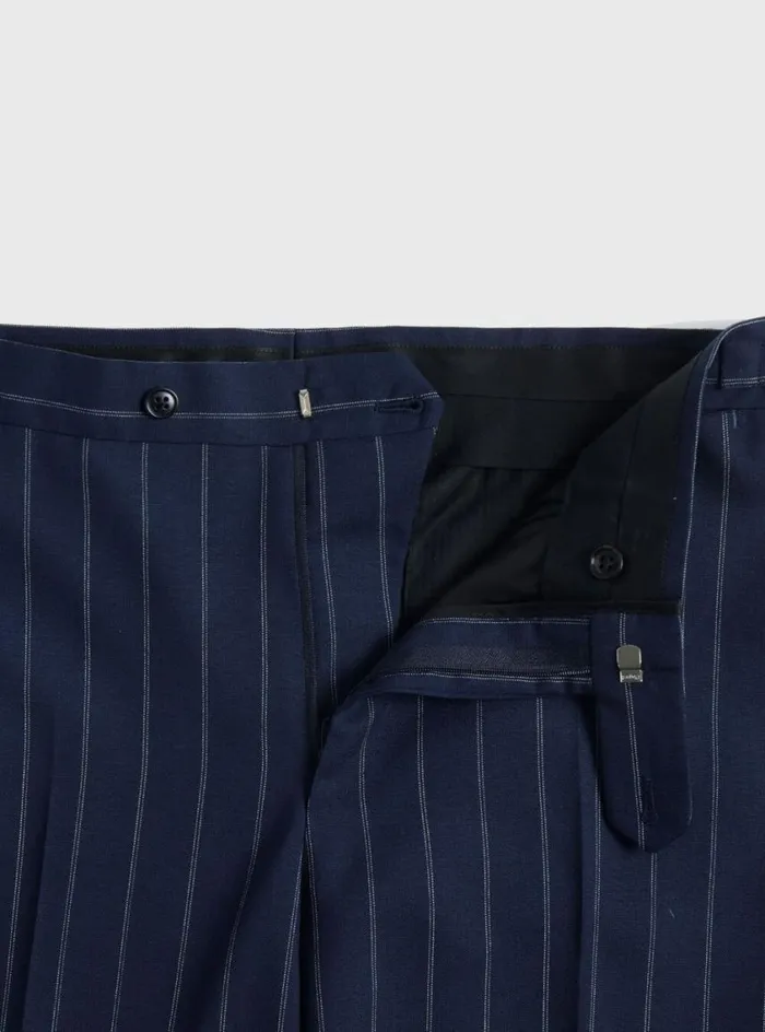 Men Paul Stuart Blazers and Jackets All Year Wool Pinstripe Suit Navy