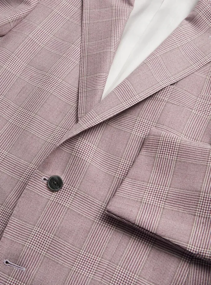 Men Paul Stuart Blazers and Jackets Cashmere Glen Plaid Jacket Plum