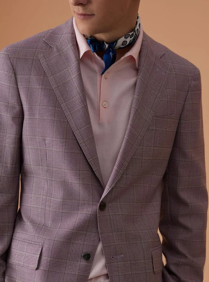 Men Paul Stuart Blazers and Jackets Cashmere Glen Plaid Jacket Plum