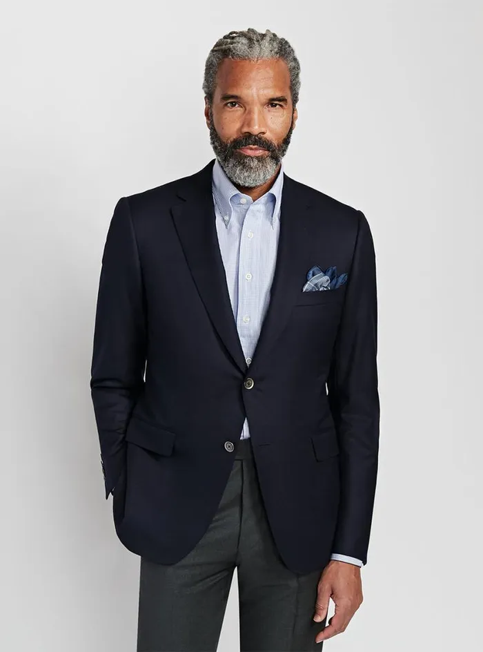 Men Paul Stuart Blazers and Jackets Doeskin Super 120s Wool Paul Blazer Navy