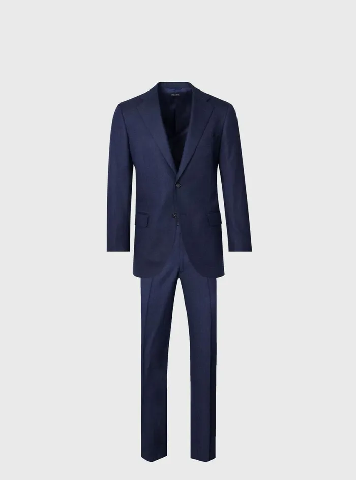 Men Paul Stuart Blazers and Jackets Heather Textured Wool Suit Navy