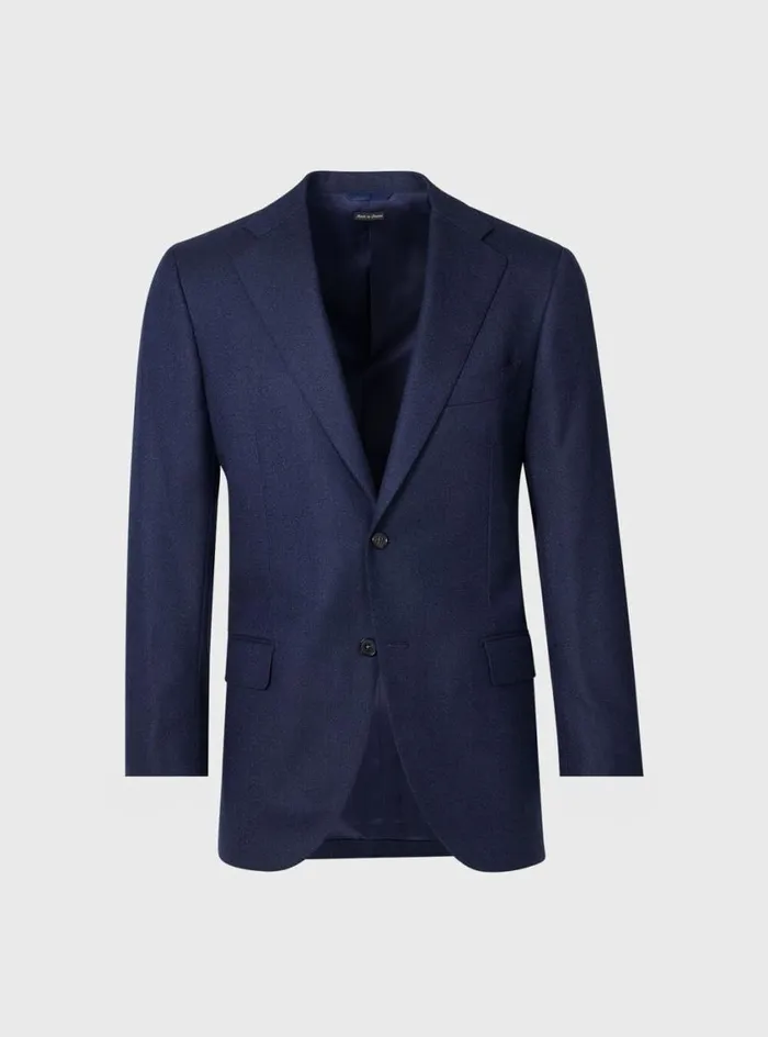 Men Paul Stuart Blazers and Jackets Heather Textured Wool Suit Navy