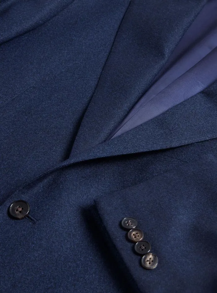 Men Paul Stuart Blazers and Jackets Heather Textured Wool Suit Navy