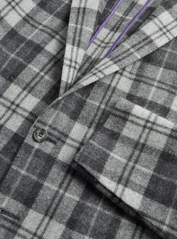 Men Paul Stuart Blazers and Jackets Plaid Soft Construction Jacket Grey