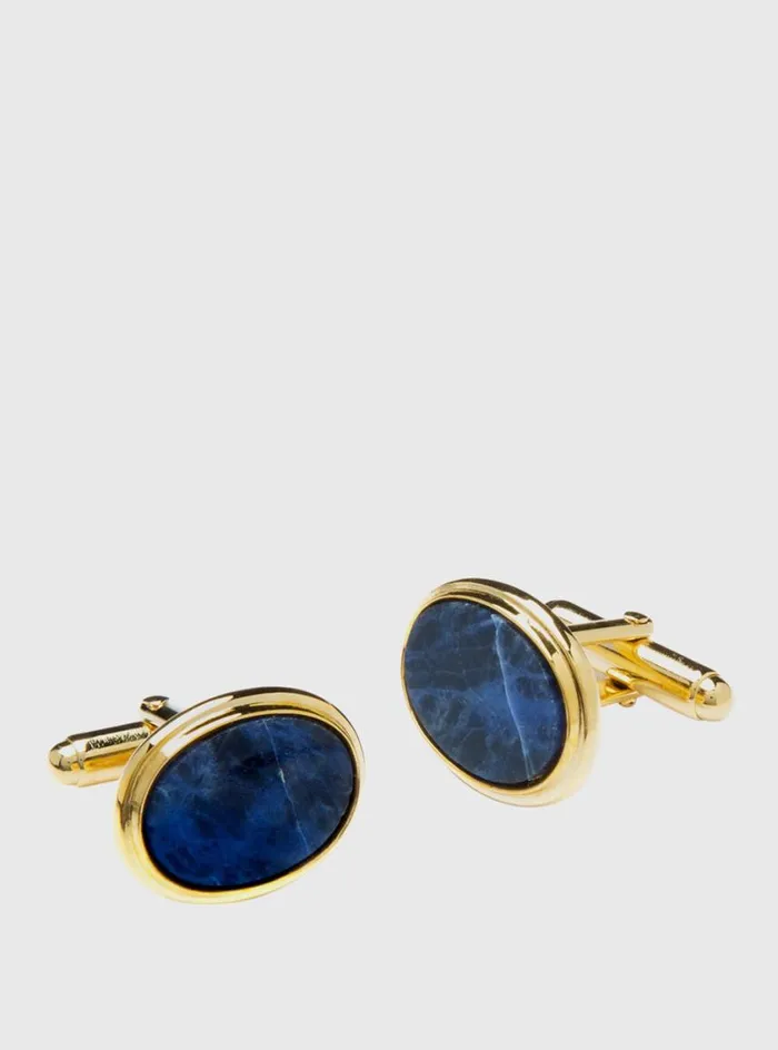 Men Paul Stuart Jewelry Cufflinks With Oval Sodalite Gold