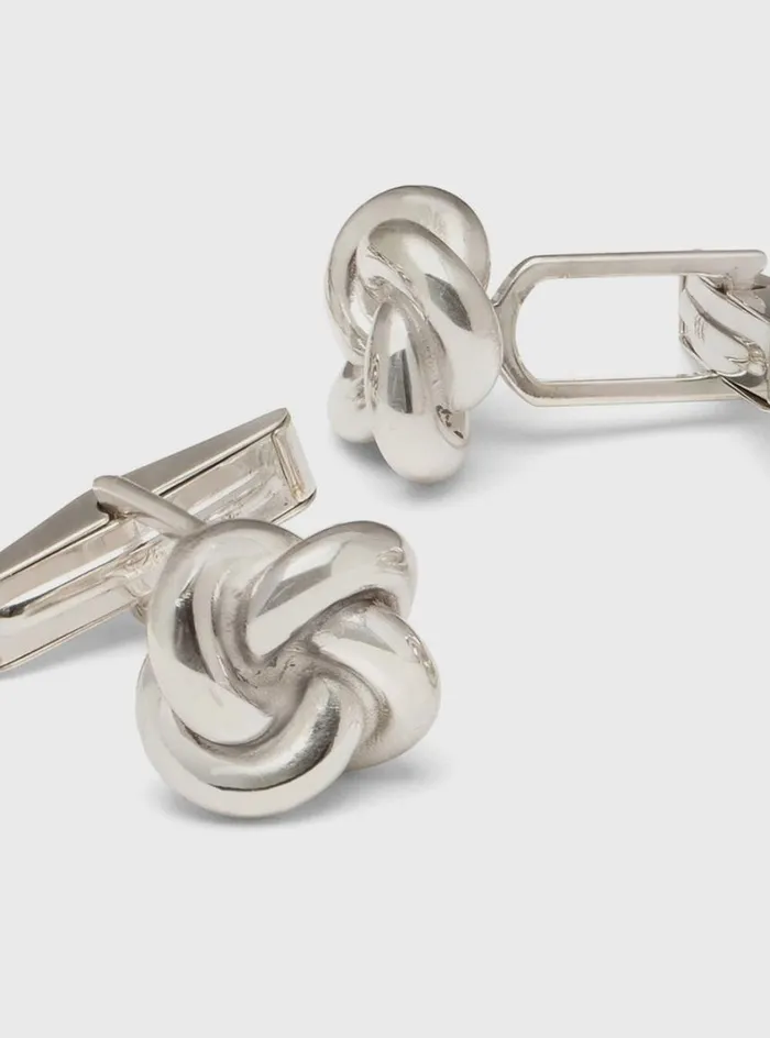Men Paul Stuart Jewelry Gold Plated Sterling Silver Knot Cufflink and Stud Set Silver Men Paul Stuart Jewelry Gold Plated Sterling Silver Knot Cufflink and Stud Set Silver