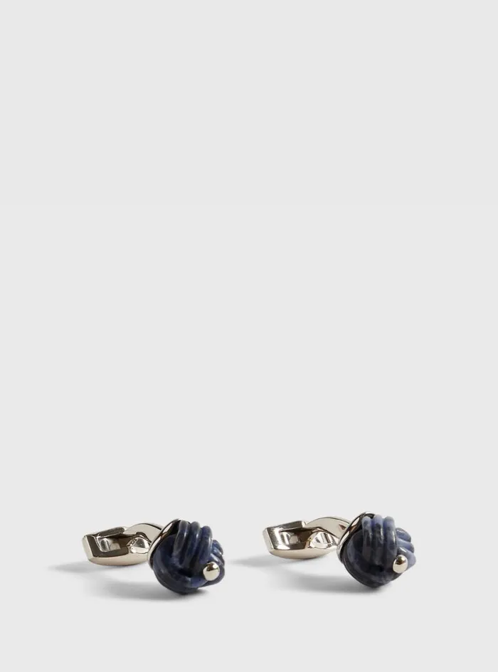 Men Paul Stuart Jewelry Sterling Silver With Sodalite Carved Knot Cufflinks Blue Men Paul Stuart Jewelry Sterling Silver With Sodalite Carved Knot Cufflinks Blue