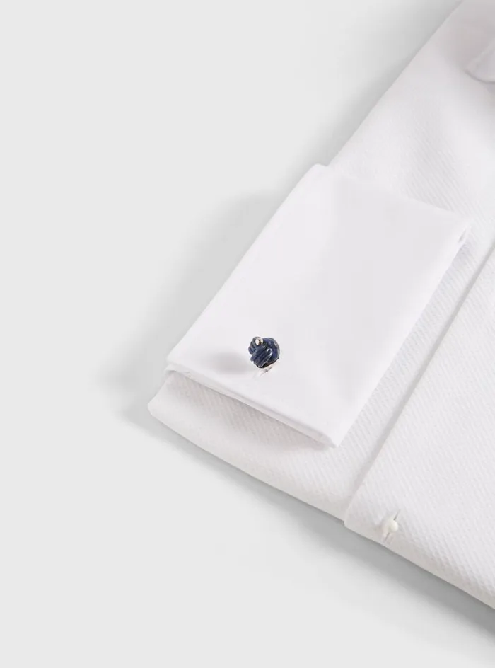 Men Paul Stuart Jewelry Sterling Silver With Sodalite Carved Knot Cufflinks Blue