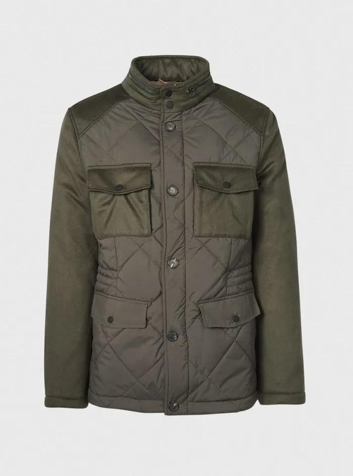 Men Paul Stuart Outerwear Cashmere And Microfiber Quilted Field Jacket Olive